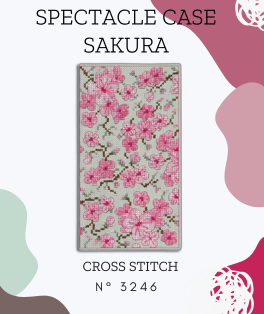 Spectacle case. Sakura. Counted cross stitch kit on even-weave linen 12 threads/cm. Le Bonheur des Dames 3246